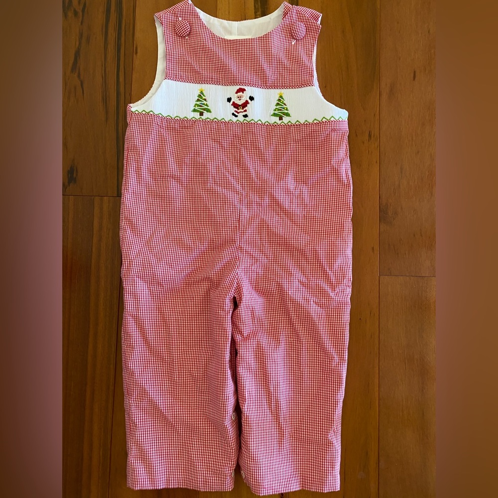 Southern Smocked Christmas Longhall 2T red check